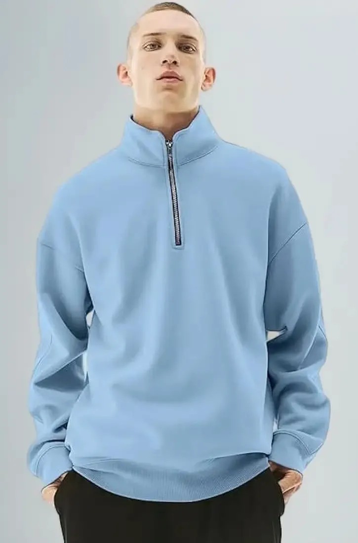 CREATION Fleece Half Zip High Neck Loose Fit Sweatshirt for Men's   138604