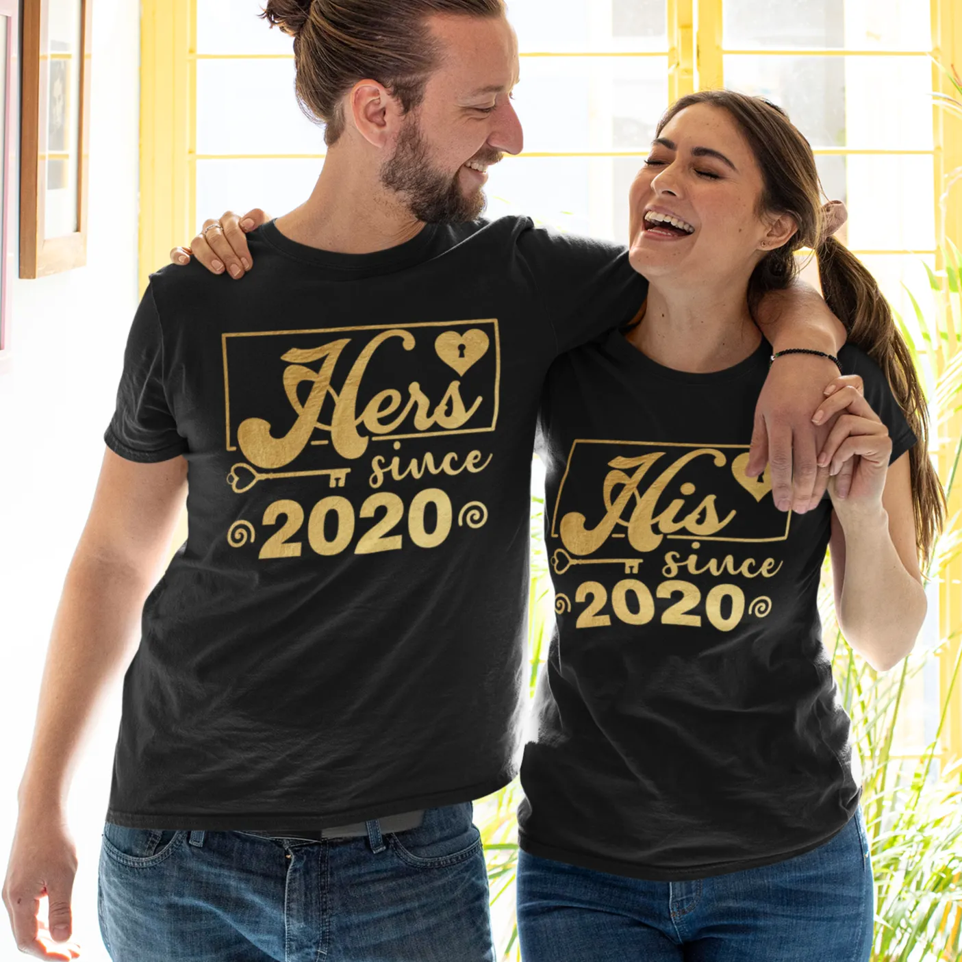 His and Hers Since Anniversary Shirts, couples tee shirts, matching tees for couples