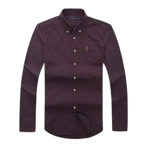 RL Long sleeve Button-Down Crest logo Oxblood Shirt