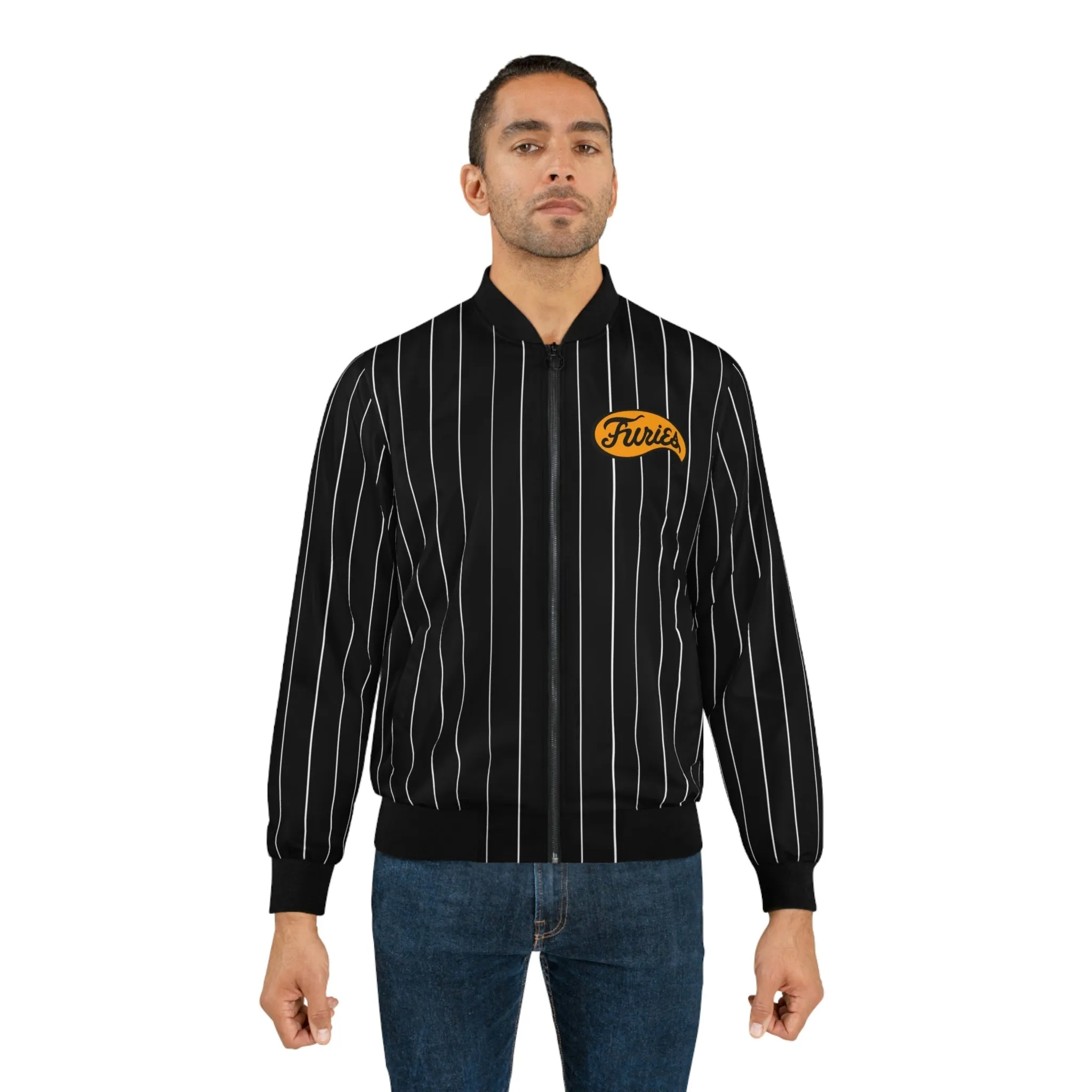 The Furies Bomber Jacket - The Warriors Baseball Gang (Black Striped Pattern)