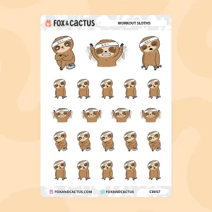 Workout Sloth Stickers