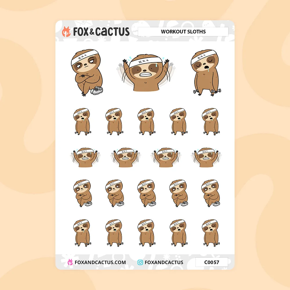 Workout Sloth Stickers